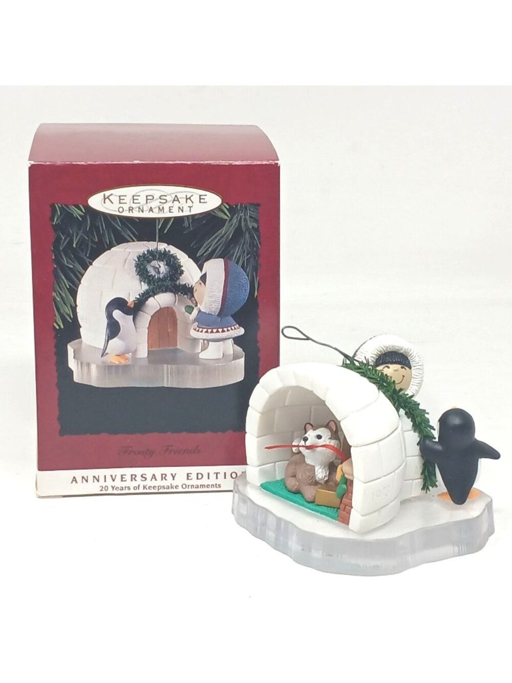 Hallmark  Ornament Frosty Friends 1993 Anniversary Ed Igloo Penguin Puppy #D-9